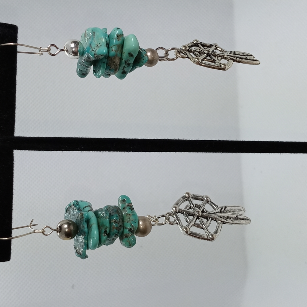 Howlite dream catcher sterling silver earrings